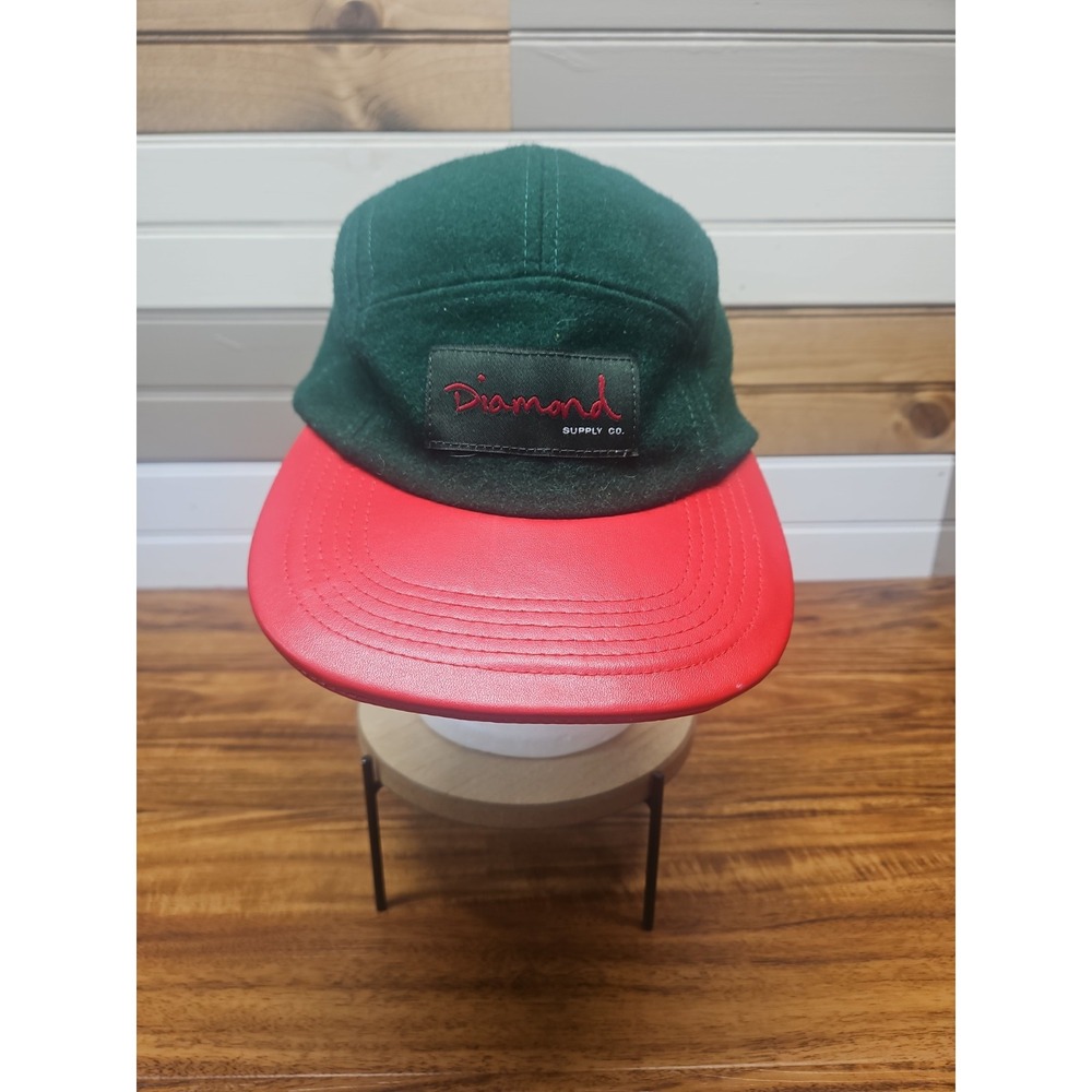 Diamond Supply Co. Black Wool 5-Panel Baseball Cap Hat Adjustable Leather Bill